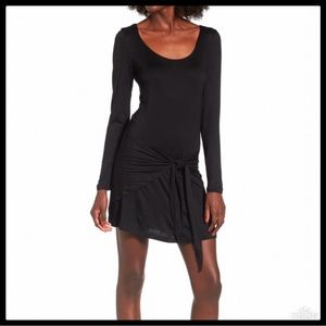 Love, Fire Black Long Sleeve Tie Front Dress